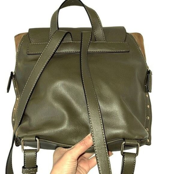 Nine West Backpack Bag Olive Green w/tan suede accent. Size Medium - Picture 2 of 7